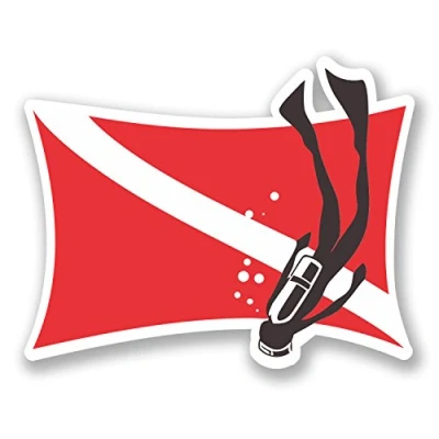 Image of 2 x 10cm Scuba Diving Flag Vinyl Decal Sticker Bike Laptop Diver Dive Gift #5581 (10cm Wide 8cm Tall)