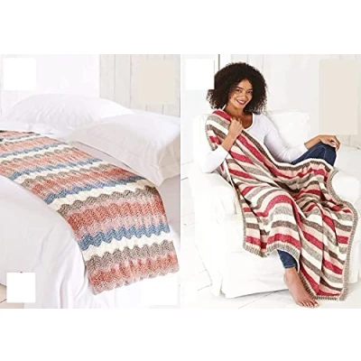 Image of King Cole DK Knitting Pattern Easy Knit Bed Runner or Throw Blanket (5787)