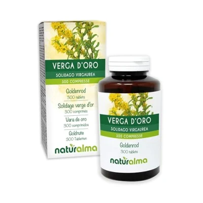 Image of Goldenrod (Solidago virgaurea) herb with Flowers Naturalma 150 g 300 Tablets Food Supplement Natural and Vegan