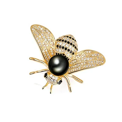 Image of Gleamart Honey Bee Brooch Pin Rhinestone Insect Animal Brooches for Girl Women Black