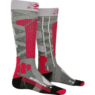 Image of X Socks Ski Rider 4.0 Women Thermal Ergomonic for Winter Sport Snowboward Stone Grey Melange/Pink, 35/36