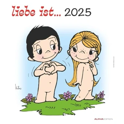 Image of Liebe ist... 2025 Wand Kalender 30x34 Illustrationen Paar