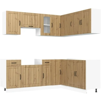 Image of Vidaxl 11 Piece Kitchen Cabinet Set Lucca Artisan Oak Engineered Wood