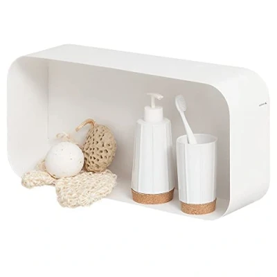 Image of Sealskin Brix Floating Wall Cube Large, Metal, White, 50 x 24 12 cm