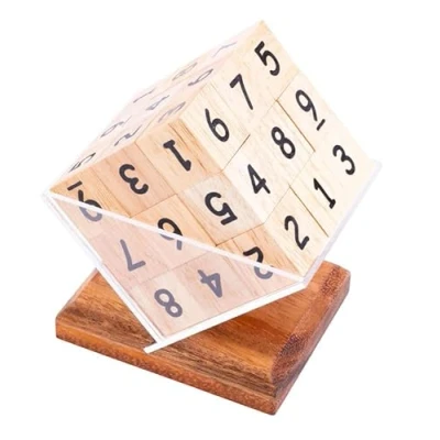 Image of Engelhart 340400 Sudoku in box Difficult wooden puzzle 27 pieces solution game 1 player