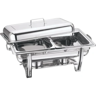 Image of New Stainless Steel Double Chafing Dish Sets with 8.50L Food Pans Fuel Holders for Catering Buffet Warmer Tray Dining