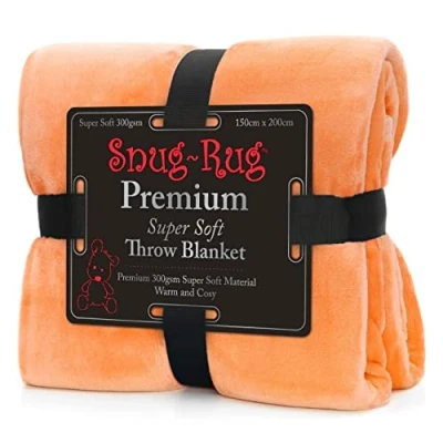 Image of Snug Rug Premium Super Soft Fleece Throw Blanket Thick Warm Orange Extra Large XL 150 x 200cm (Mandarin)
