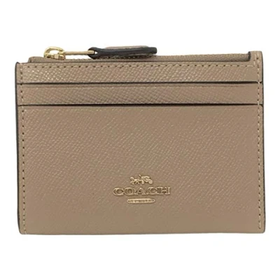 Image of Coach Womens Crossgrain Leather Mini ID Skinny 2 Beige One Size