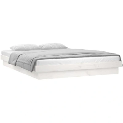 Image of vidaXL LED Bed Frame without Mattress White Super King Solid Wood
