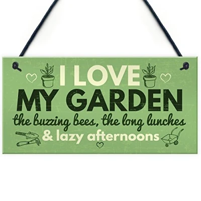 Image of RED OCEAN I Love My Garden Novelty Hanging Plaque SummerHouse Sign Gardening Shed Friendship Gift