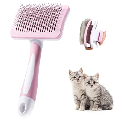 Image of Vinabo Self cleaning Pet Brush, Brush For Long and Short Hair, Dogs, Cats, Effectively Eliminate Tomentosis Undercoat, Tangles, Pink