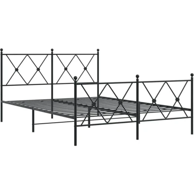 Image of vidaXL Metal Bed Frame without Mattress with Footboard Black 137x190cm