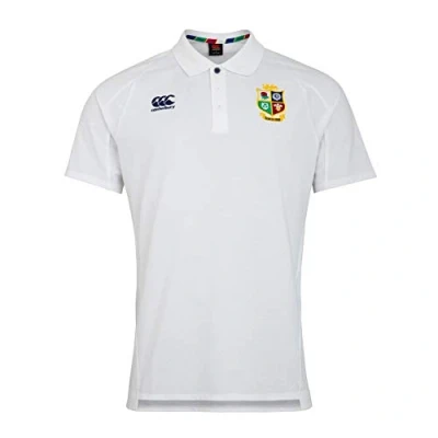 Image of Canterbury of New Zealand Men&#039;s British and Irish Lions Rugby Pique Polo Shirt, Bright White, M
