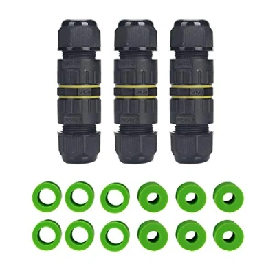 Image of YIXISI 3 PCS Waterproof Junction Box, Pole IP68 Connector, External Sleeve Coupler, Ø 3.5 10 mm (Black, PA66), Outdoor Cable Connector