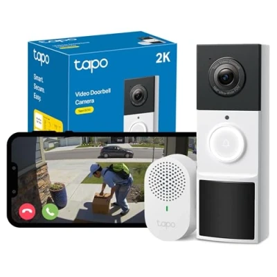 Image of Tapo Wireless Doorbell Camera, 2K 3MP Battery Powered Video Doorbell, 160 Ultra Wide View, Full Color Night Vision, AI Detection, IP65 Weatherproof, Compatible with Alexa&amp;Google Assistant D210
