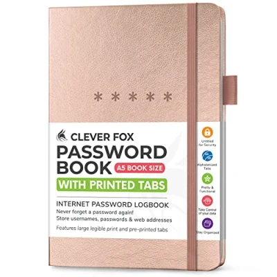 Image of Clever Fox Password Book Medium Internet Address &amp; Journal Organizer Computer Website Log In Keeper Notebook (Rose Gold)