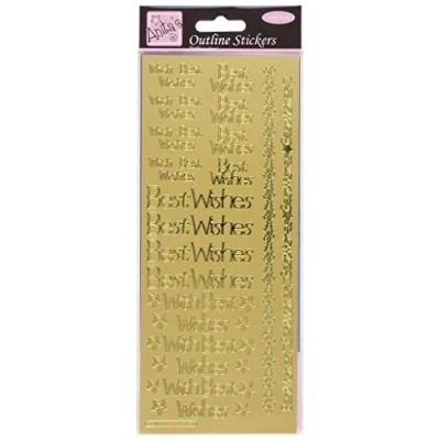 Image of Shiny Gold Foil Best Wishes Greeting Labels Stickers for Cards, Craft and Decoration