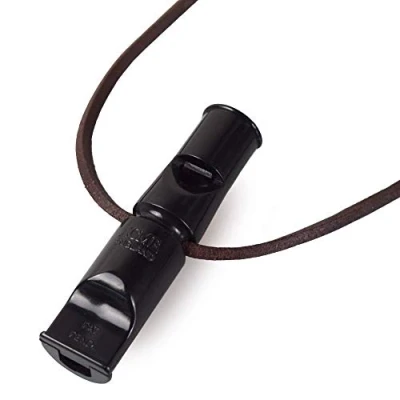 Image of ACME Double Tone Whistle No. 640 Black with Free Leather Pipe Band (90 mm, 640, Black)
