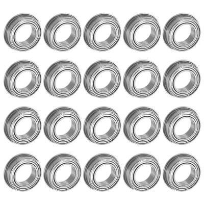 Image of uxcell MF106ZZ Flanged Ball Bearing 6x10x3mm Double Shielded Chrome Steel Flange Bearings, 20pcs