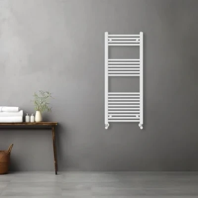 Image of Warmehaus Contemporary Straight Heated Bathroom Towel Rail Radiator Rad 1200x500mm White