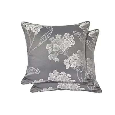 Image of Emma Barclay Blossom Jacquard Cushion Cover in Silver 17x17 (43x43cm)