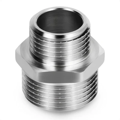 Image of BFG Plumbing Fittings Water Pipe Nipple Reduction Connector 1/2&quot; BSP Male x 3/4&quot; Male, Fittings, Joints and Connections, Chrome Plated Brass, 10 Bar, Max. Temp. 95C,