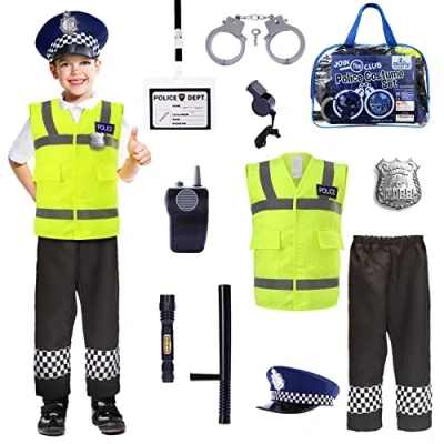 Image of Cheerful Children Toys Police Costume Kids 3 5 Costume, Officer Dress Up Costumes Fancy Vest