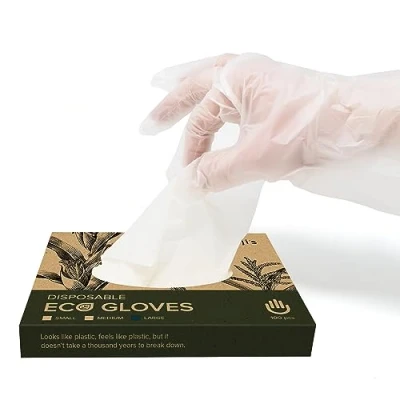 Image of joeji&#039;s Kitchen 100pcs Eco Friendly Biodegradable Disposable Gloves Large Size Non Latex Corn Starch Compostable and Safe Food Prep Gloves…
