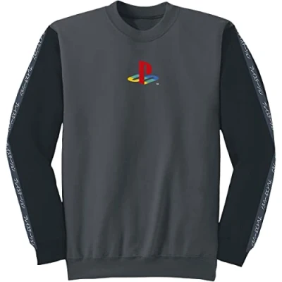 Image of Playstation Japanese Text Men&#039;s Sweatshirt Grey/Black Regular, grey / black, M