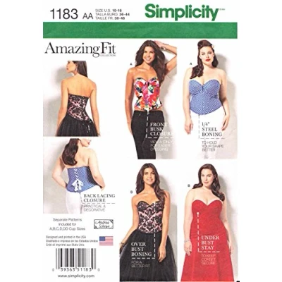 Image of Simplicity Sewing Pattern 1183: Misses&#039; and Plus Corsets, Size (20W 22W 24W 26W 28W), Paper, White, BB 28W)