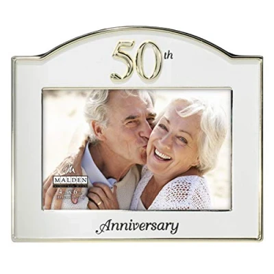 Image of Malden International Designs Wedding 50th Anniversary Two Tone Picture Frame, 4x6, Gold/Silver
