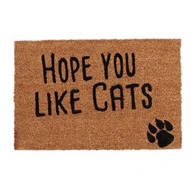Image of Relaxdays Doormat with Slogan, Hope You Like Cats, Animal Theme, Coconut Fibres, Outdoors, Indoors, Welcome Mat 40x60cm, Natural, Coir, 1.5 x 60 40 cm