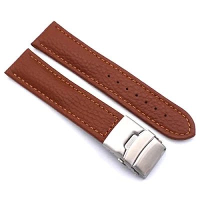 Image of Sulla Genuine Leather Watch Strap with Stainless Steel Folding Clasp, 18mm