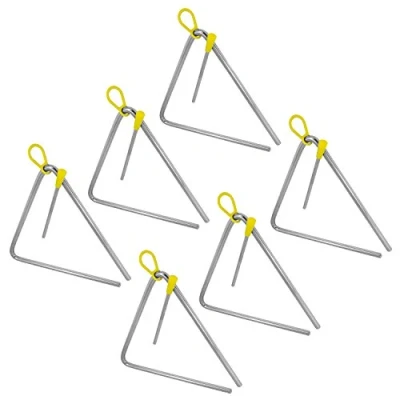 Image of TIGER TRI14 6 MT 20CM (8&quot;) Heavy Duty Steel Triangle Instrument, Complete with Rubberised Handle and Beater, Ideal for Early Development of Rhythm Primary School Use, Pack