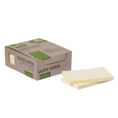 Image of Q Connect Recycled Notes 127x76mm Yellow (Pack of 12) KF17322