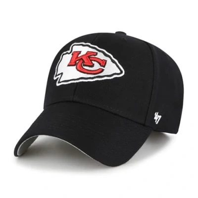 Image of 47 NFL Kansas City Chiefs MVP Unisex Baseball Cap, Adjustable Hook &amp; Loop Strap, Team Logo, Colour Black