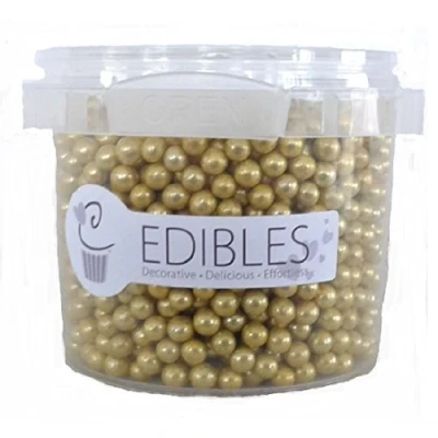 Image of Purple Cupcakes Edible Sugar Pearls, Shiny 4mm Balls for Cake Cupcake Decorating, Gold, 3.5 Ounce