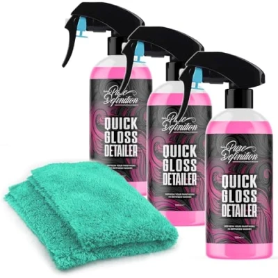 Image of Quick Detailer Spray, Clay Lube and Wax For Car, High Gloss Shine Finish, Great Showroom Care Cleaning Pure Definition (3 x 500ml)