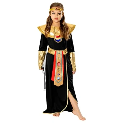Image of Bristol Novelty 3013455 6 Pharaoh Girl Fancy Dress Kids, Black/Gold, Age 5 Years