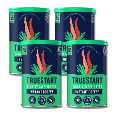 Image of TrueStart Barista Grade Lightly Caffeinated Instant Coffee 100g 4 pack, Premium Freeze Dried, Smooth Rich Beans Roast, 100% Full Flavour