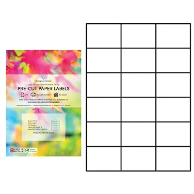 Image of Evergreen Goods A4 Precut Matte White Self Adhesive Paper Inkjet &amp; Laser Printable Strong Sticky Back Multi Purpose Printing Labels 3x6, 18 per A4: 5,400 in Total 300 Sheets