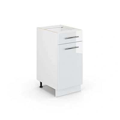Image of Vicco Kitchen base cabinet Fame Line, White High Gloss/White, 40 cm without worktop