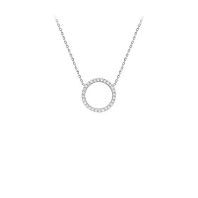 Image of CARISSIMA Gold Women&#039;s 9 ct White Cubic Zirconia 14.3 mm Circle Adjustable Necklace of Length 41 cm/16 Inch 46 cm/18