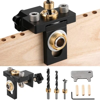Image of Pocket Hole Jig Kit, 3 in 1 Woodworking Doweling Adjustable Width Joints Tool Drill Guides Locator for Exact Dowel Holes DIY