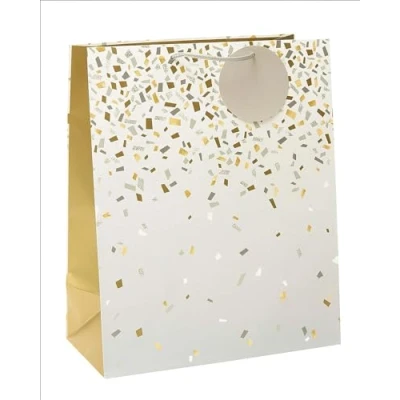 Image of Silver &amp; Gold Patterned Large Gift Bag with Tag Wrapping Essentials 689136