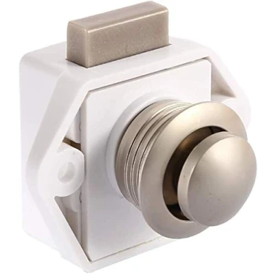 Image of POFET Push Button Latch Cabinet Furniture Cupboard Keyless Door Lock Catch for RV Caravan Motorhome Camper (White)