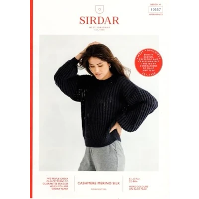 Image of Sirdar Cashmere Merino Silk DK Knitting Pattern 10557 Ladies Sweater