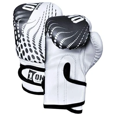 Image of Boxing Gloves, Pro Training Sparring, Maya Hide Leather, Muay Thai MMA Kickboxing, junior 4oz, 6oz, Heavy Punching Bag Mitts Focus Pads Workout, Ventilated Palm (4oz Black)