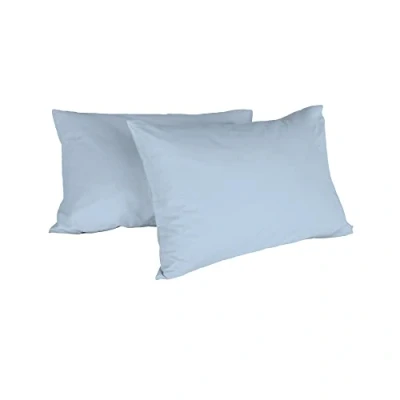 Image of Italian Bed Linen Max Couple of Plain Color Pillowcases, 100% Cotton, Light Blue, 52x82cm