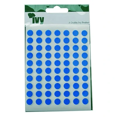 Image of Ivy 8mm Blue Self Adhesive Round Dot Spot Sticky Labels Circle Stickers (490 Stickers) by